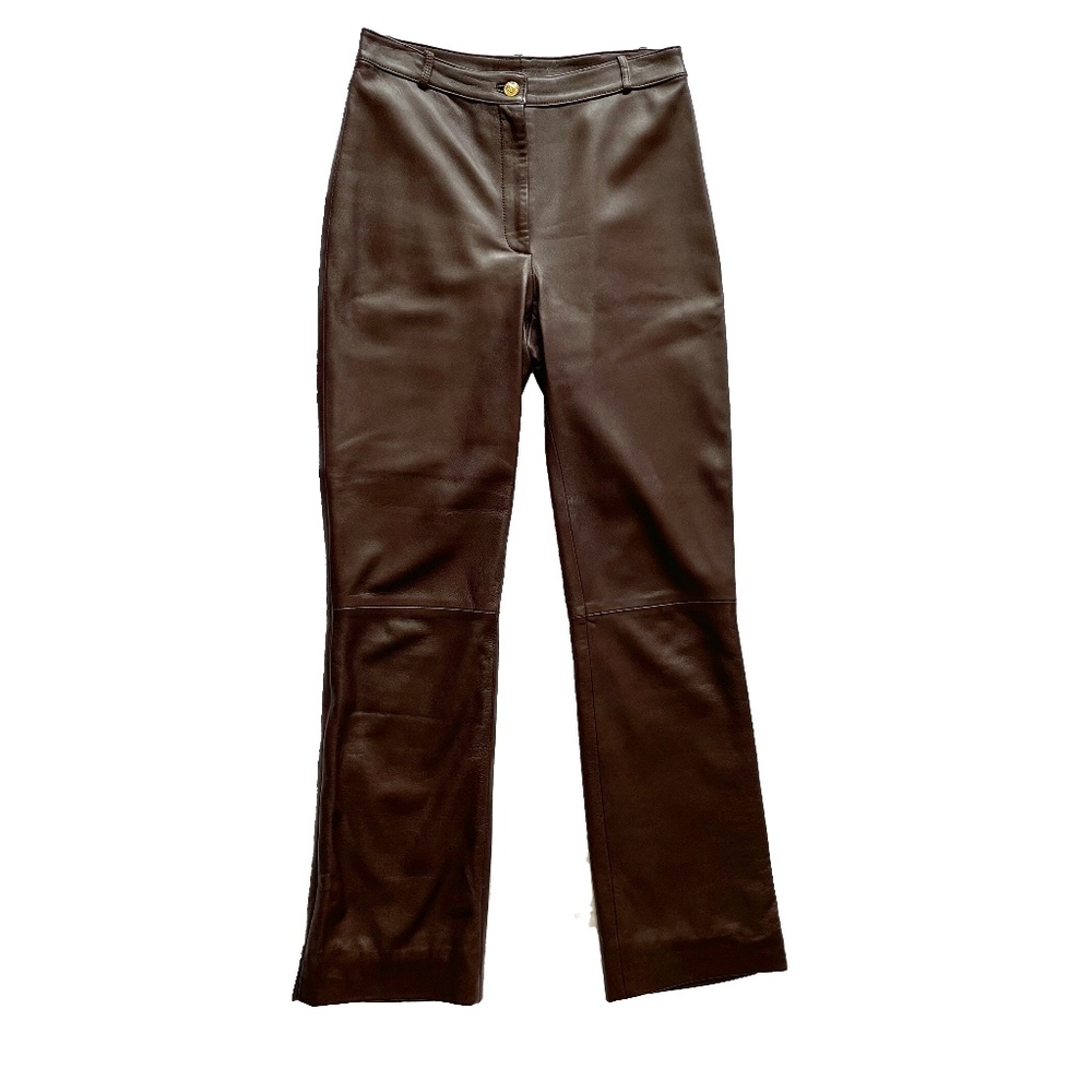 St John Couture by Marie Gray Brown Leather Pants Size 4